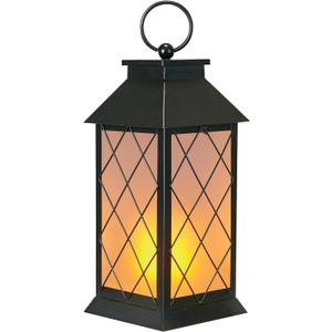 18" Solar Lanterns Outdoor Waterproof, Glass Solar Flickering Flame Lantern Large Hanging Solar Lantern Metal Decorative for Patio Garden Backyard Outside Tabletop Mothers Day Gifts Mom