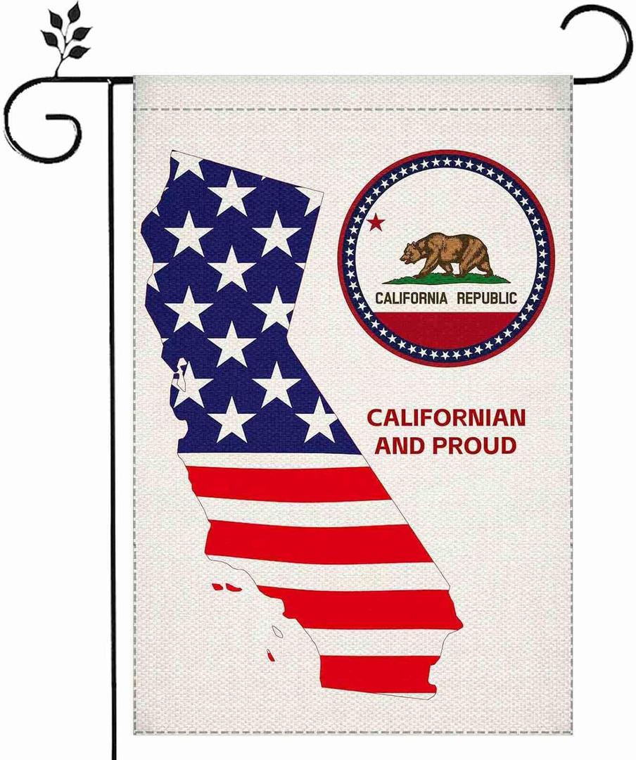 2 x California Flag-Californians and Proud Double Sided Garden Flag,12x18 Inches,Suitable for Lawn,Party,All Seasons-Decorative Banner,Flag Holder Not Included (blue&red&white)