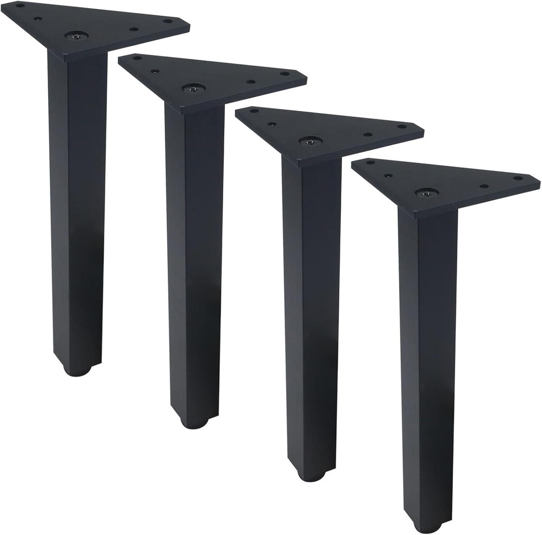 Geesatis 10 Inch Heavy Duty Adjustable Table Legs - Set of 4, 1000lbs Capacity, Aluminum Alloy Furniture Legs for Desks, Cabinets, Sofa & Bed with Pre-Attached Screws (Black)