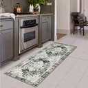 Moynesa Ultra-Thin Washable Runner Rug -2x6 Rug Runners for Hallways Non Slip Stain Resistance, Vintage Non Shedding Indoor Throw Carpet Runner for Bathroom Entry Door Kitchen Laundry Room, Grey