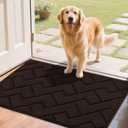hicorfe Front Door Mat Outside Entrance,24"x35" Absorbent Muddy Dirt Resist Welcome Door Mats Outdoor Indoor,Stain and Fade Resistant,Non Slip Backing Entry Mat Doormat for Entryway (Coffee)