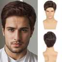 Swiking Brown Wigs for Men Short Layered Cosplay Costume Party Natural Hair for Male Guy Synthesis Full Wig (Brown)