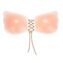 Breast Lift Adhesive Bra Invisible Strapless Sticky Push Up Bra Silicone Nipple Covers for Backless (X-Small, Nude-drawstring Style)