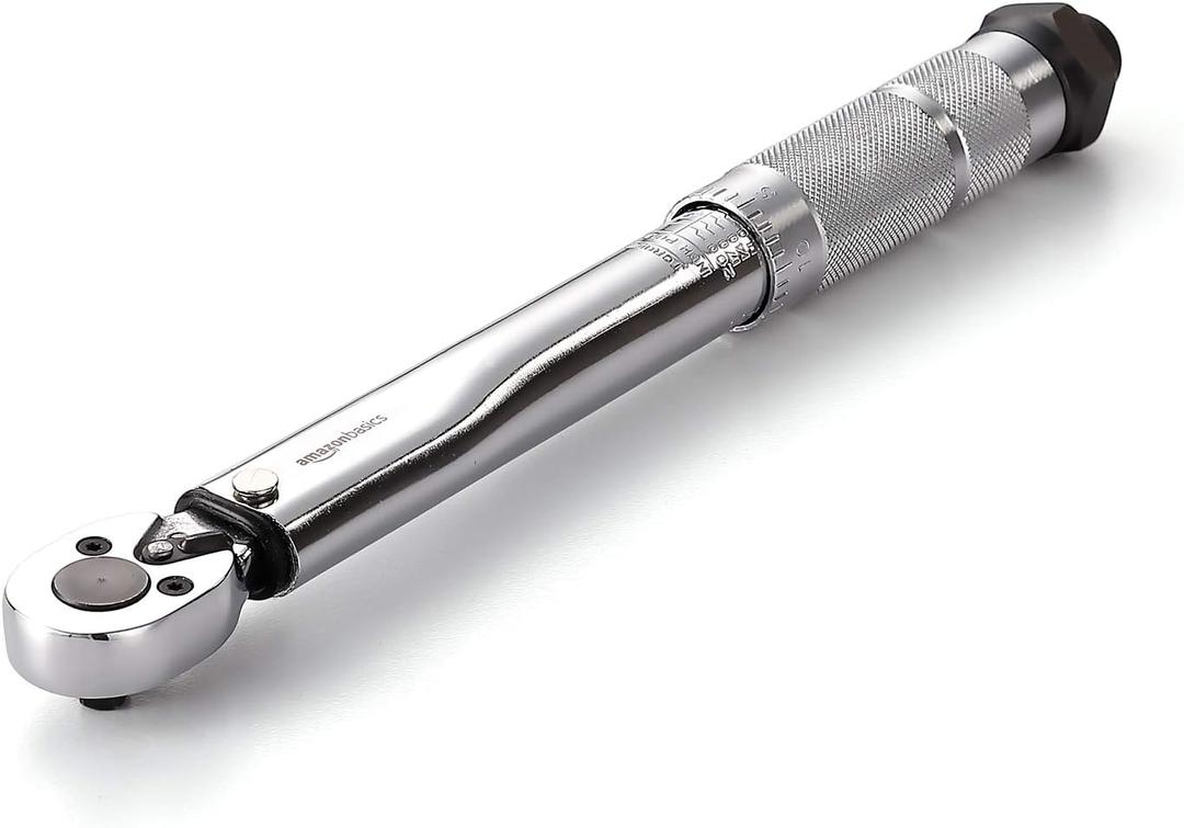 Amazon Basics 1/4-Inch Drive Click Torque Wrench, 35-200 in.-lb/3.95-22.5 Nm, Adjustable Ratchet with High Contrast Dual Range Scales, Steel Construction