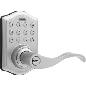 Honeywell Electronic Entry Lever Door Lock- Satin Nickel: Keyed Front Door Handle, Steel & Plastic, Requires 4 AA Batteries
