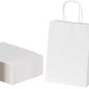 RACETOP White Paper Bags with Handles Bulk,8"x4.5"x10.8" 50Pcs,Paper Bags Birthday Wedding Party Favors Grocery Retail Shopping Business Goody (Pack of 2)