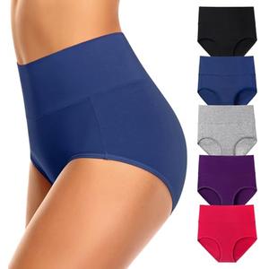 OLIKEME Tummy Control Womens Underwear Cotton Postpartum Plus Size Panties Full Coverage High Waisted Ladies Briefs Multicolor, M