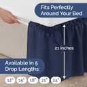 Wrap Around Dust Ruffle Bed Skirt - Navy Blue - for Queen Size Beds with 21 Inch Drop - Elastic Strap - Adjustable Pleated Bedskirt with Brushed Fabric and Wrinkle Free - for Women, Men, Kids & Teens