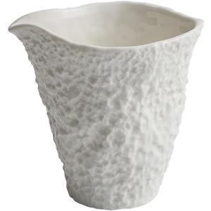 Rock Pattern Ceramic Gravy Boat, Small Capacity Ceramic Gravy Bowl, Handleless Creamer Pitcher with Dripless Lip, Suitable for Gravy, Sauce, Salad Dressing, Milk (White)