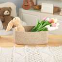 MiniArk Small Storage Baskets for Organizing | Closet Organizer Bins | Shelf Toy Basket | Woven Rope Baskets | Cube Decorative Box | Shallow Basket | L11.5xW7.5xH4.7| Brown