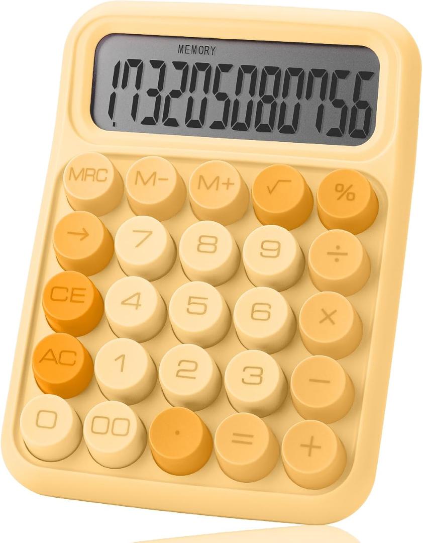 Mr. Pen- Mechanical Switch Calculator, 12 Digits, Large LCD Display, Orange Calculator Big Buttons
