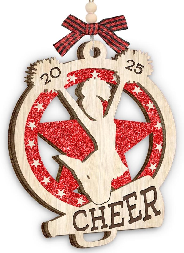 Cheerleader Ornament - Cheerleader Christmas Ornament 2025, Cheerleading Ornaments for Girls Teens, Captain Team, Women, Wooden Cheerleading Ornaments for Christmas Decorations