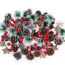 Cnomg 108pcs Artificial Pine Cones Pine Branch Set, Fake Natural Pinecones Acorns Red Berries Christmas Decor Ornaments for Home Winter Decorations (108, Multicolor)