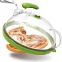 Microwave Splatter Cover with Water Steamer, Upgraded Microwave Cover for Food with Handle, Clear Plate Covers, Splatter Guard, Kitchen Essentials Gadgets, House Warming Gifts New Home, 10 Inch (Green)