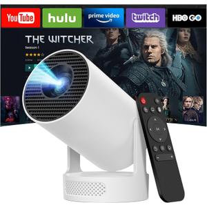 Mini Projector with WiFi 6 and Bluetooth 5.4, Portable Projector 4K Support, 260 ANSI, 5W Soundbase Speaker, Auto Vertical Keystone 180°Rotatable Smart Proyector for Movie Home Outdoor, HY300 ULTRA