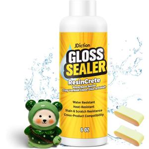 Air Dry Clay Glaze, 177ml Clay Varnish for Air Dry Clay/Polymer Clay Sealer, ResinCrete, Varnish for Pottery&Acrylic Paint, Waterproof & Stain Resistant, Design for Air Dry Clay Pottery (Gloss,6OZ)