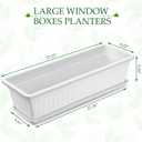 FillTouch 6 Packs 23 Inch Window Flower Box Extra Large Window Sill Herb Garden Long Rectangle Planter Plastic Boxes Outdoor with Drainage Trays Boxes for Balcony Windowsill Patio Garden