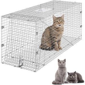 42" Live Animal Cage Trap – Collapsible Live Animal Trap for Large Dogs,Foxes,Coyotes,Bobcat,Humane Catch and Release Cage for Outdoor Pest Control