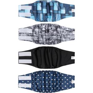 CuteBone Dog Diapers Male 4 Pack Puppy Wraps Reusable Doggie Belly Bands for Male Dogs Small Medium Large (XL(21"-27"))