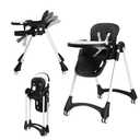 JOYMOR Foldable Baby High Chair, 4 in 1 Convertible Highchair for Eating, Height Adjustble and Multiple Seat Position, Compact Foldable Design for Easy Storage (Black)