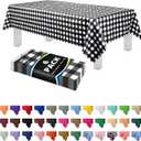 Grandipity Black Gingham Checkered Plastic Table Cloth Disposable (6 Pk) 54in x 108in Plastic Tablecloths for Rectangle Tables - Premium Party Table Cloths Disposable for 6ft to 8ft Rectangle Tables