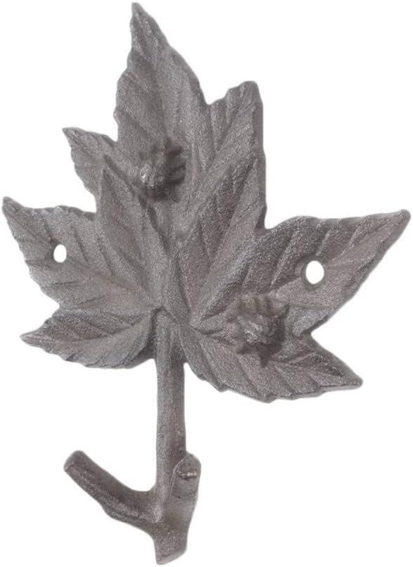 Handcrafted Nautical Decor Cast Iron Maple Tree Leaves Decorative Metal Tree Branch Hooks 6.5"