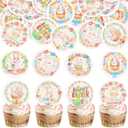 56 Pcs Easter Edible Cupcake Toppers with Bunny Egg Decorations for Birthday, Rabbit Theme Party and Baby Shower Party (Style 1)
