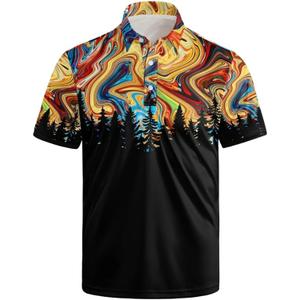 Black Coconut Tree 3D Printed Polo Shirt for Men Outdoor Hawaii Holiday Short Sleeves T-Shirt Gift Men, XL