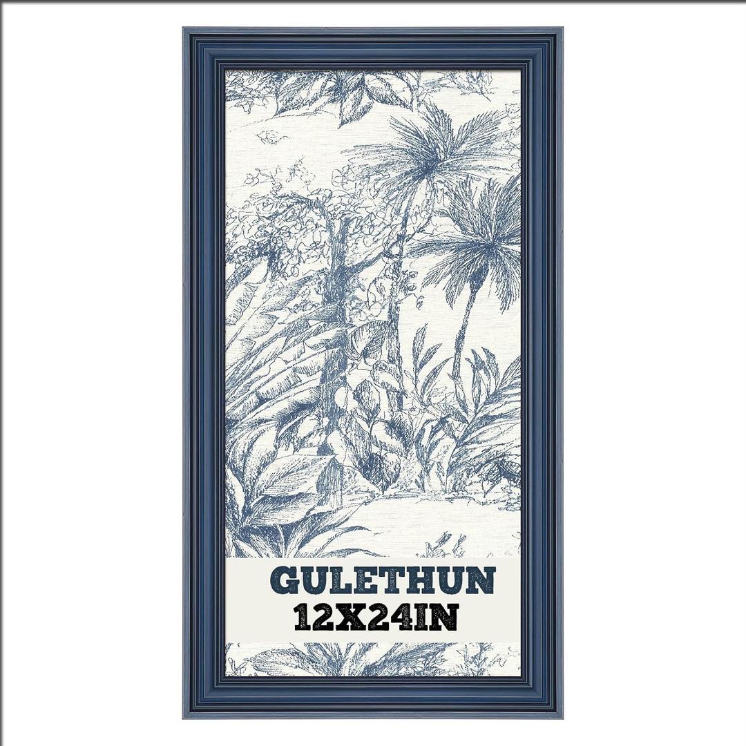 GULETHUN 12x24 Frame, Transitional Modern Design Picture Frames, 12 by 24 Rustic Poster Frame for Home Decor, Blue Vintage Photo Frame, Horizontal or Vertical Display, Choose Size & Color