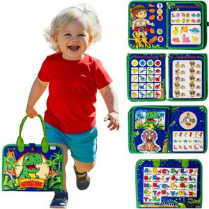 Toddler Busy Board, Sensory Busy Book, Montessori Toy, Educational Activities for Learning Fine Motor Skills, Travel Kids Activity for Car Airplane, Toddler Gifts, Blue Dinosaur Toddler Busy Board, Sensory Busy Book, Montessori Toy, Educational Activities for Learning Fine Motor Skills, Travel Kids Activity for Car Airplane, Toddler Gifts, Blue Dinosaur