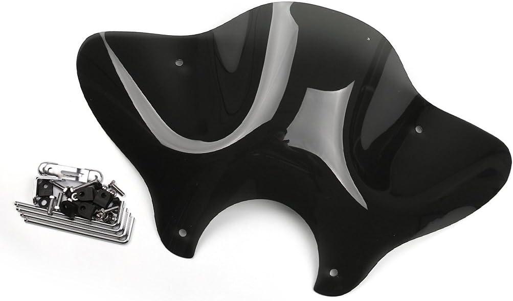 PSLER 7/8" Cruiser Windshield Windscreen with Mounting Kit for Universal Motorcycle (Black)