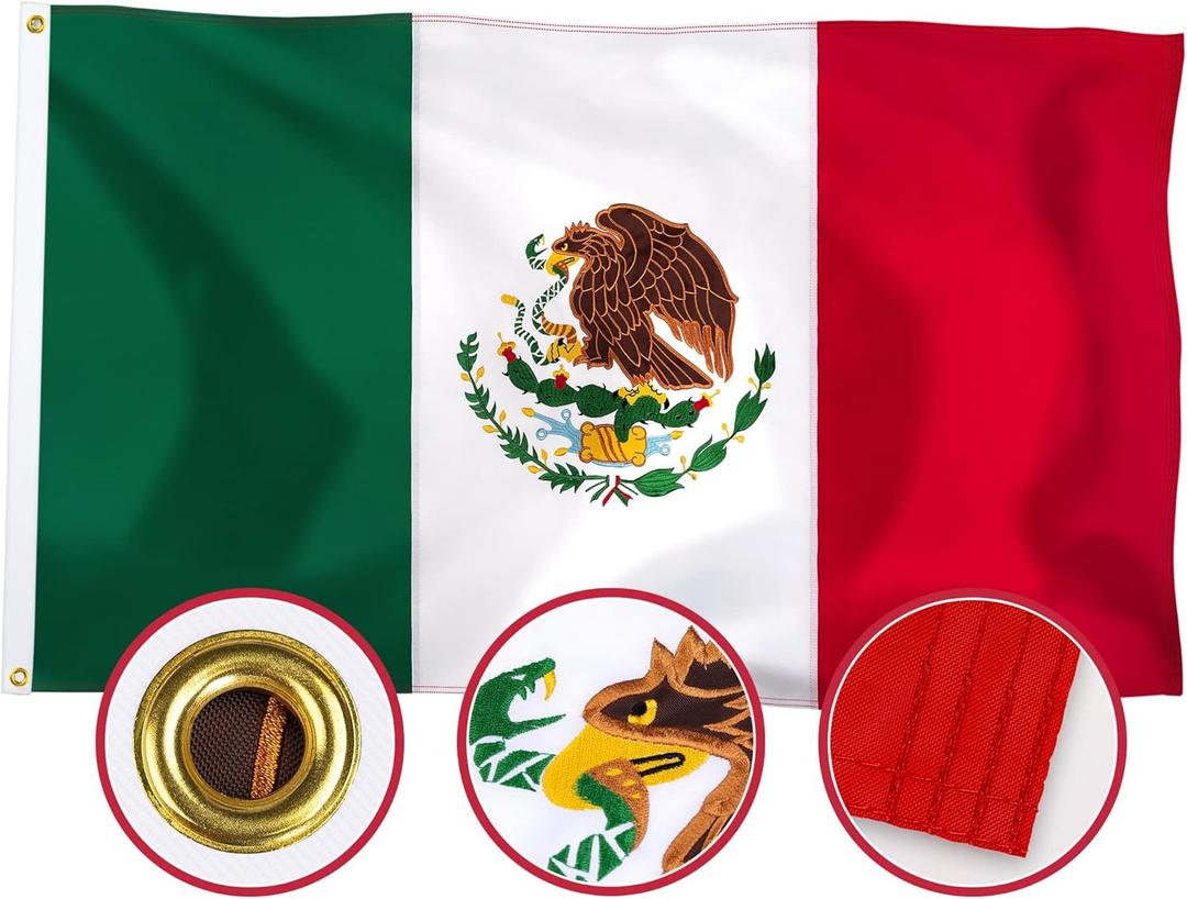 XIFAN Premium Mexico Flag 4x6 ft Outdoor, Large Double Sided Heavy Duty 210D Nylon Mexican Flag, Bandera De Mexico Mexicana Grande for Wall Indoor Outdoor Decoration