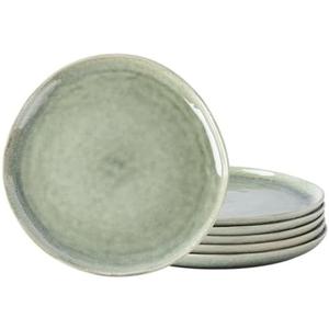 AmorArc Ceramic Dinner Plates Set of 6, 10.5 Inch Handmade Reactive Glaze Stoneware Plates, Rustic Shape Dinnerware Dish Set for Kitchen, Microwave & Dishwasher Safe, Scratch Resistant