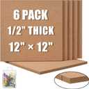 SUNGIFT Cork Board 12"x12" - 1/2" Thick Square Bulletin Boards 6 Pack Cork Tiles with 50 Push Pins Mini Wall Self-Adhesive Corkboards Tiles for Wall