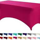 Peomeise 6FT Spandex Table Cover Rectangular Stretch Spandex Tablecloth (Fuchsia,6FT) 2PCS