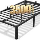 VIPSHOW 18 Inch Twin Size Bed Frame, 3500Lbs Heavy Duty Metal Platform with Round Corner Legs Mattress Slide Stopper, Steel Slat Support No Box Spring Needed, Noise Free, Non-Slip, Easy Assembly