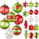 42pcs Christmas Balls Ornaments Set - Red and Green Christmas Ornaments Assorted Shatterproof Glittering Hanging Xmas Tree Decorations for Home Indoor Holiday Party Decor