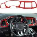 Voodonala for Challenger Center Consoles Dash Board Protecter Cover Trim for 2015-2024+ Dodge Challenger Interior Accessories, ABS Red, 4pcs