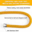AMI PARTS 72" Flexible Gas Line Kit Yellow Coated, Gas Hose Connector Kit for Dryer, Stove, Water Heater,5/8" OD(1/2" ID) Stainless Steel Gas Line with Connector 1/2" MIP &1/2"FIP & 3/4"MIP Fitting