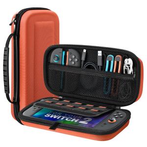 TiMOVO Carrying Case for Nintendo Switch 2 (2025), Large Capacity Protective Hard Shell Portable Travel Case Pouch for Switch 2, with 10 Game Card Slots and Pockets for Console & Accessories, Orange