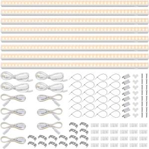 Barrina T5 Grow Lights, Full Spectrum, 2ft 80W (8 x 10W, 500W Equivalent), LED Grow Light Strip for Greenhouse, Plant Grow Shelf, Plug and Play Easy Installation, Yellow, 8-Pack (2FT-White Cover)