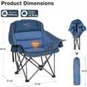 Oversized Camping Chair, Portable Folding Padded Camp Chairs with Side Pocket, Cup Holder, Heavy Duty Support 500LBS Outdoor Lounge Chair for Adults, Fishing, Sports, Trip, Navy Blue