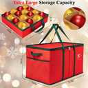 Christmas Ornament Storage Box, Xmas Decoration Organizer with 8 Tray, Christmas Storage Container with Dividers, Ornament organizer with Strong Handles for Holiday Decorations (Red)