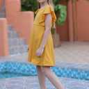GORLYA Girl's Flutter Sleeve Stretchy A-Line Swing Flared Skater Party Dress with Pockets for 4-12 Years Kids (Yellow)