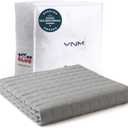 YnM 15lbs Weighted Blanket for Adults, Cotton Heavy Bed Throw Blanket with Cooling Glass Beads for All Season Use, Ideal for ~140lbs (48x72 Inches, Twin/Full, Light Grey)