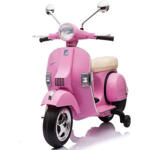 Best Ride On Cars Vespa Scooter, 12V Battery Powered Ride On Car - Electric Scooter for Kids with Leather Seat, Real Lights & Sounds, USB/AUX/SD Slot, Ages 2-5 Years Old, Pink, Large New