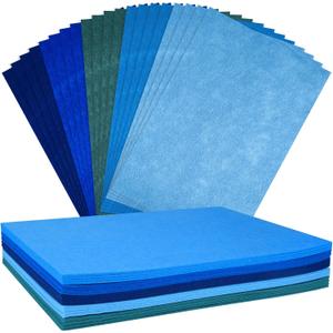 NEBURORA 2mm Thick Felt Sheets for Crafts 20 Pcs Stiff Felt for Crafts, Blue Felt Fabric Sheets Patchwork Sewing Craft Supplies (Blue Series)