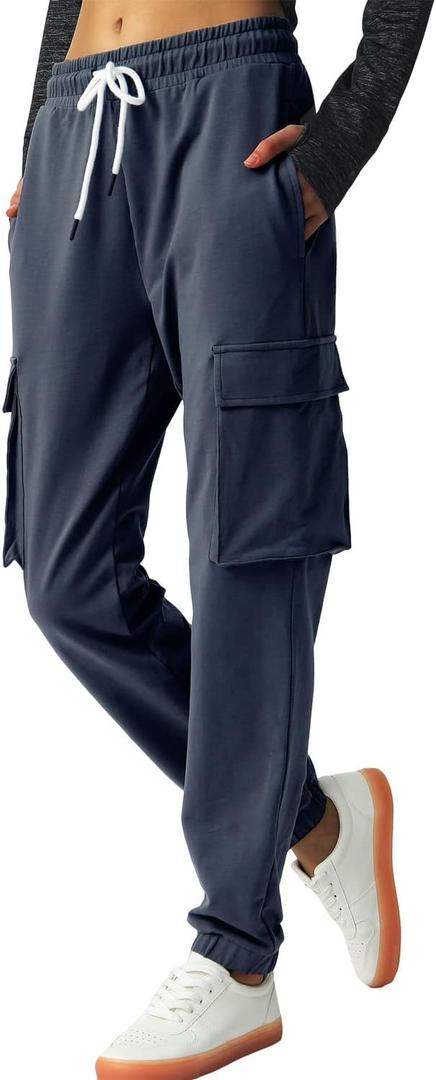 SPECIALMAGIC Women's Cargo Sweatpants Cotton Athletic Joggers 4 Pockets Sporty Pants XL