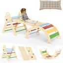 doowroodni Pikler Triangle Set 7in1 Toddler Climbing Toys Indoor Foldable Baby Climbing Toys Wooden Montessori Climbing Set with Arch, Ramp, Ladder for 1-3 Years, Jungle Gym for Kids, Approx. 3 ft x 2.5 ft x 1.5 ft