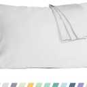 Pillow Cases, Standard Queen Size Cotton Percale Weave Pillowcases, Pre-Shrunk Breathable and Hypoallergenic Pillowcases, Set of 2 (2 Piece Standard/Queen 20 Inch x 30 Inch, Light Gray)